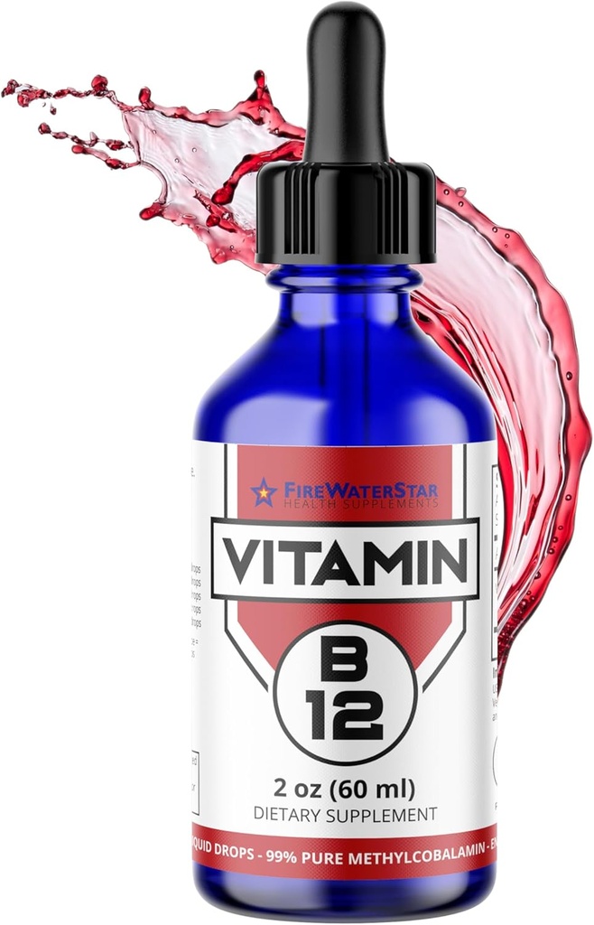 FWS Liquid B12 Drops Vitamine B12 Supplement 5000 mcg Sublingual Methylcobalamine Biologische Niet-GMO Vegan hoge Absorptie Methyl B12 verstelbare dosering ondersteunt verhoogde energieproductie