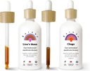 Rainbo Mushroom Bundle, Lion's Mane Mushroom Extract + Chaga Mushroom Tinctuur, Dual Extract Dagelijks Paddestoel Tincturen voor Uitgebreide Immune Ondersteuning, Vegan Liquid Mushroom Supplementen