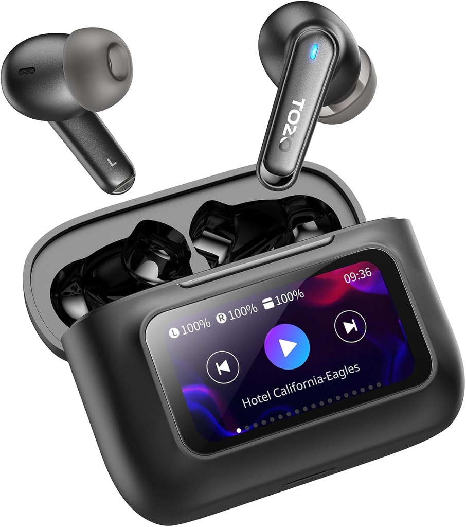 TOZO ColorPods Wireless Earbuds with Touch Screen Active Noise Cancelling Ear Buds 4 Mics ENC Clear Call Deep Bass in Ear Bluetooth 5.4 Headphone Long Playtime IPX6 Waterproof 32 EQs via APP