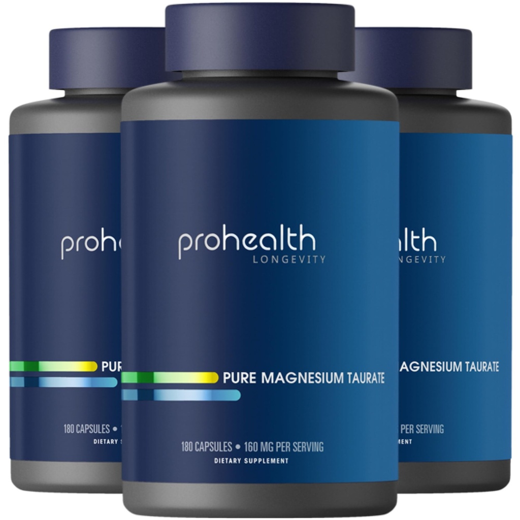 ProHealth Pure Magnesium Taurate, 160mg per Serveersessie Optimale Biobeschikbaarheid Supplement voor Gezonde Veroudering Ondersteunt Hersenen, Harten en Spiergezondheid 