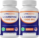 Vitamatic L-Carnitine Fumaraat 1000 mg - 120 plantaardige capsules (2 flessen)