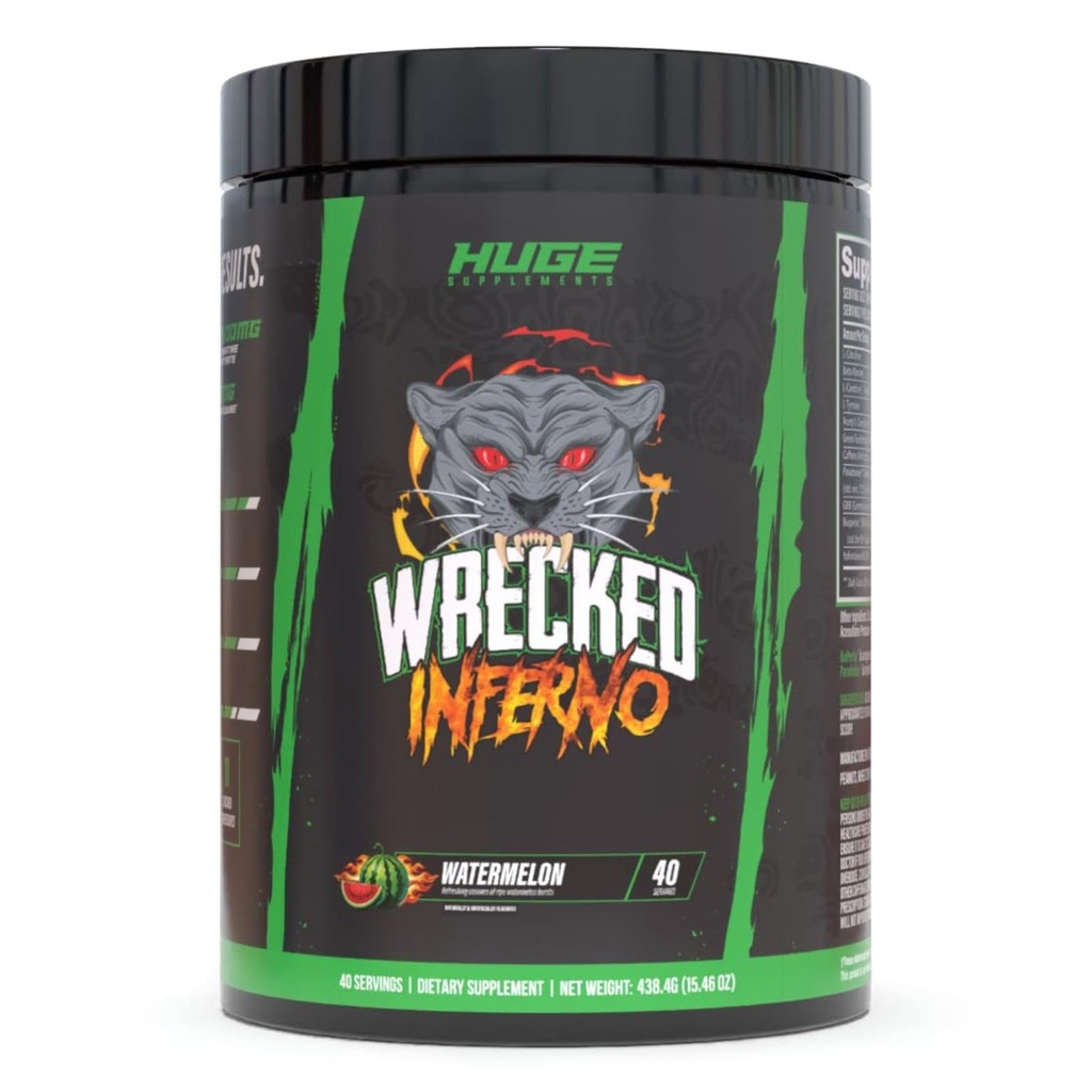 Wrecked Inferno - Thermogene pre-workout voor mannen en vrouwen, verhoging van energie, Boost Thermogenese & Metabolisme, verbetering van de prestaties van de oefeningen - Bevat L-Citrulline, L-Carnitine, Beta-Alanine & Meer