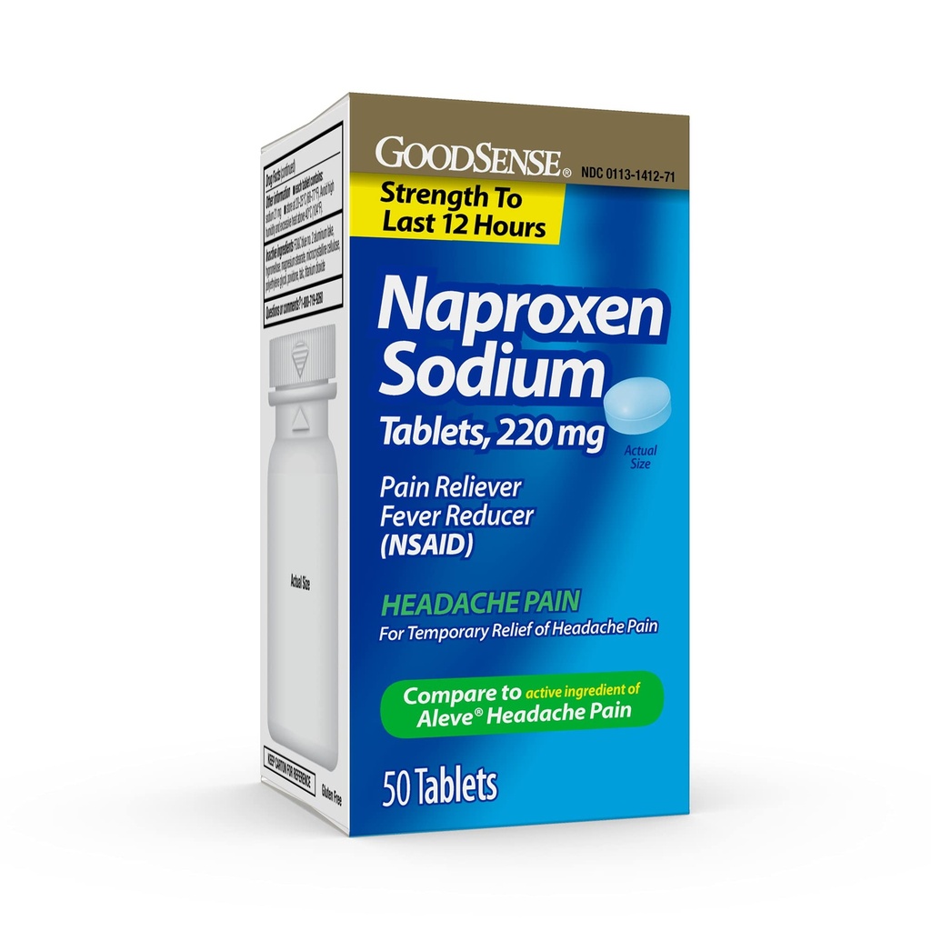 GoodSense Naproxen Natriumtabletten 220 Mg, Hoofdpijn, Blauw, 50 Tellen
