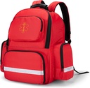Trunab First Responder Bag Trauma Backpack Empty, Medical Emergency Kits Storage Jump Bag Pack for EMT, EMS, Police, Firefighters, Safety Officers - Patented Design Red
