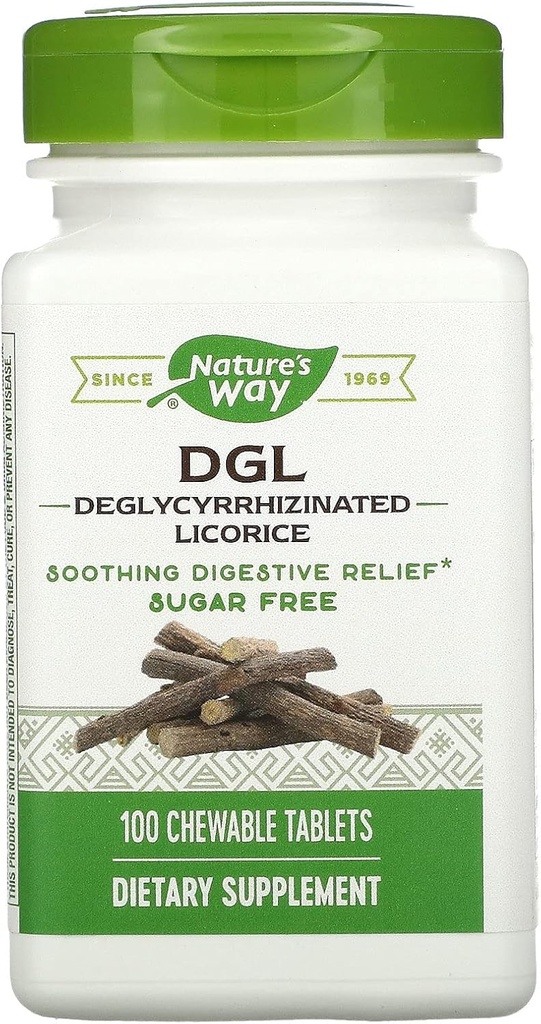 Nature's Way, DGL (Zonder Fructose), 100 Kauwtabletten