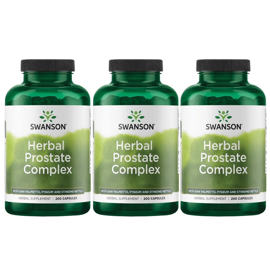 Swanson Herbal Prostate Complex - Men's Supplement - Kenmerken Pygeum, Saw Palmetto & Stinging Nettle - (200 Capsules) (3 Pack)