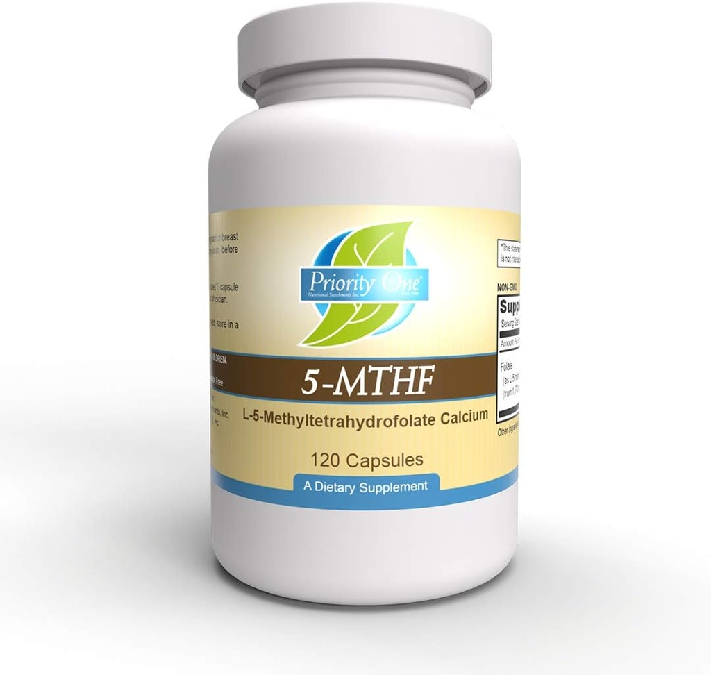 Prioriteit 1 Vitaminen 5-MTHF 1mg Folate Supplement Biobeschikbaarheid Actieve vorm Vitamine B9 120 Vegetarische Capsules [6]-5-methyltetrahydrofolaat Methylering