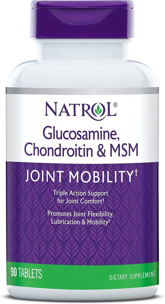 Natrol Glucosamine, Chondroitin en MSM, Gezamenlijke Mobiliteit, Tabletten, 90 Tellen (verpakking van 12)
