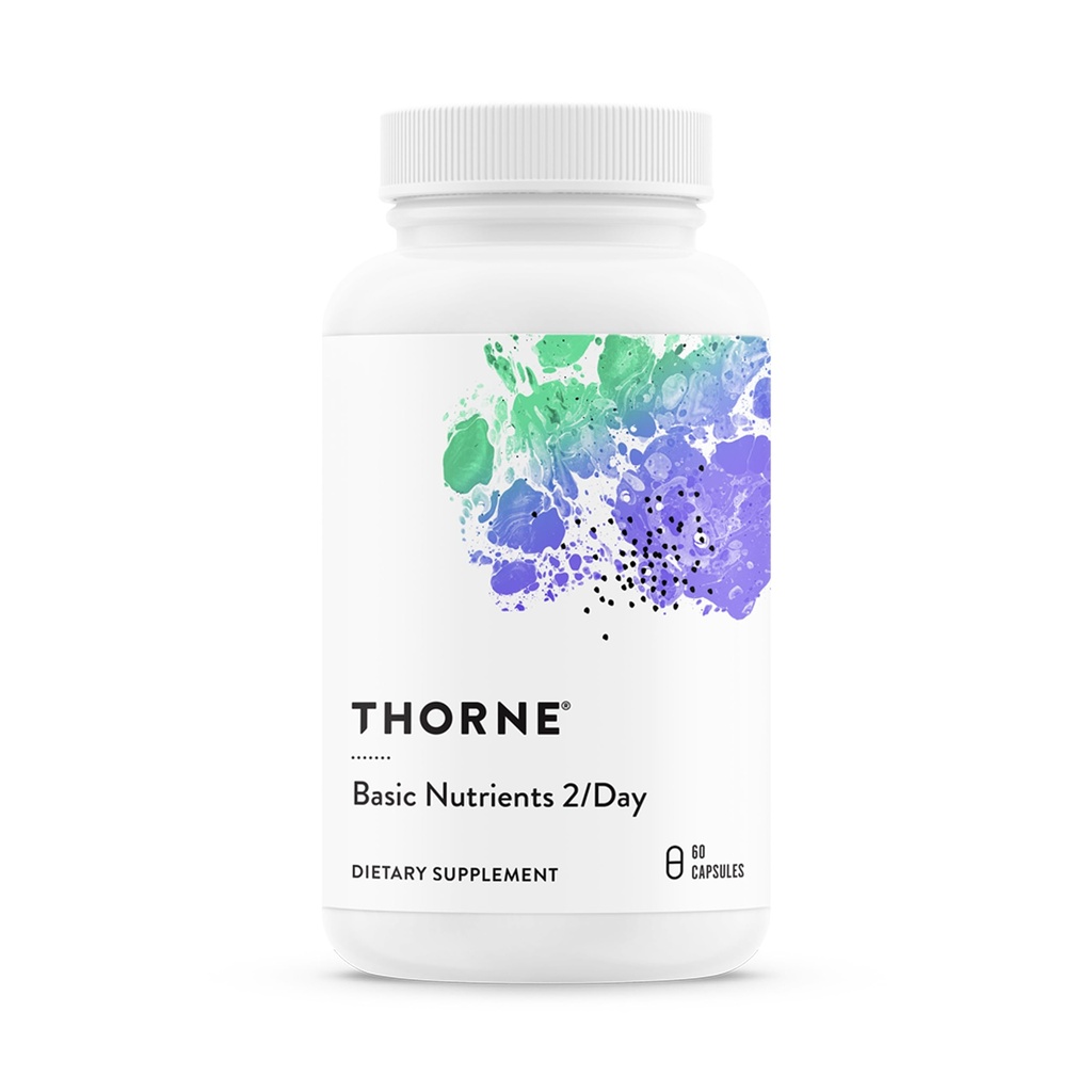 THORNE - Basisvoeding 2/Dag - Uitgebreide dagelijkse multivitamine met optimale biologische beschikbaarheid - Vitamine & Mineraal Formule - Gluten, zuivel & sojavrije - 60 capsules - 30 porties