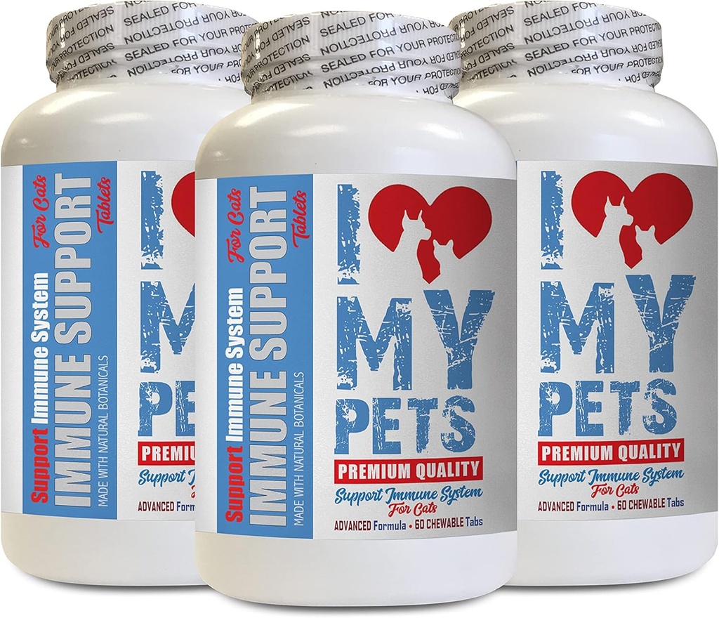 I LOVE MY PETS LLC Heart Support for Cats - CAT Immune Support - Booster - Healthy Supplement - cat Immune System - 180 Treats (3 flessen)