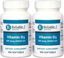 Vitamine D3 High Potency 5000 IE 100 Softgels per flesverpakking van 2