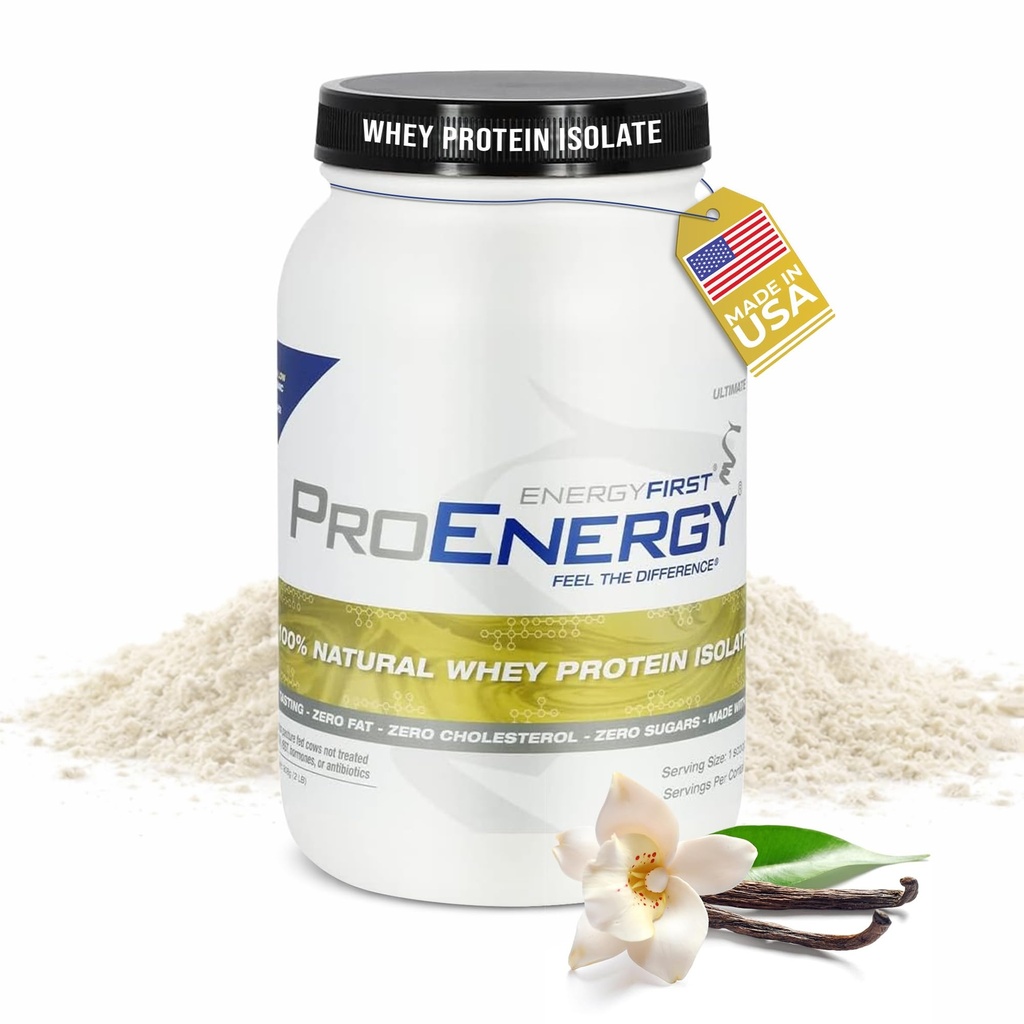 EnergieEerst Vanille Wei Proteïne Isolaat - Grass Pasture Fed, Zero Lactose, Glutenvrije, natuurlijke, suikervrije Shake voor Keto & Recovery, 2lb