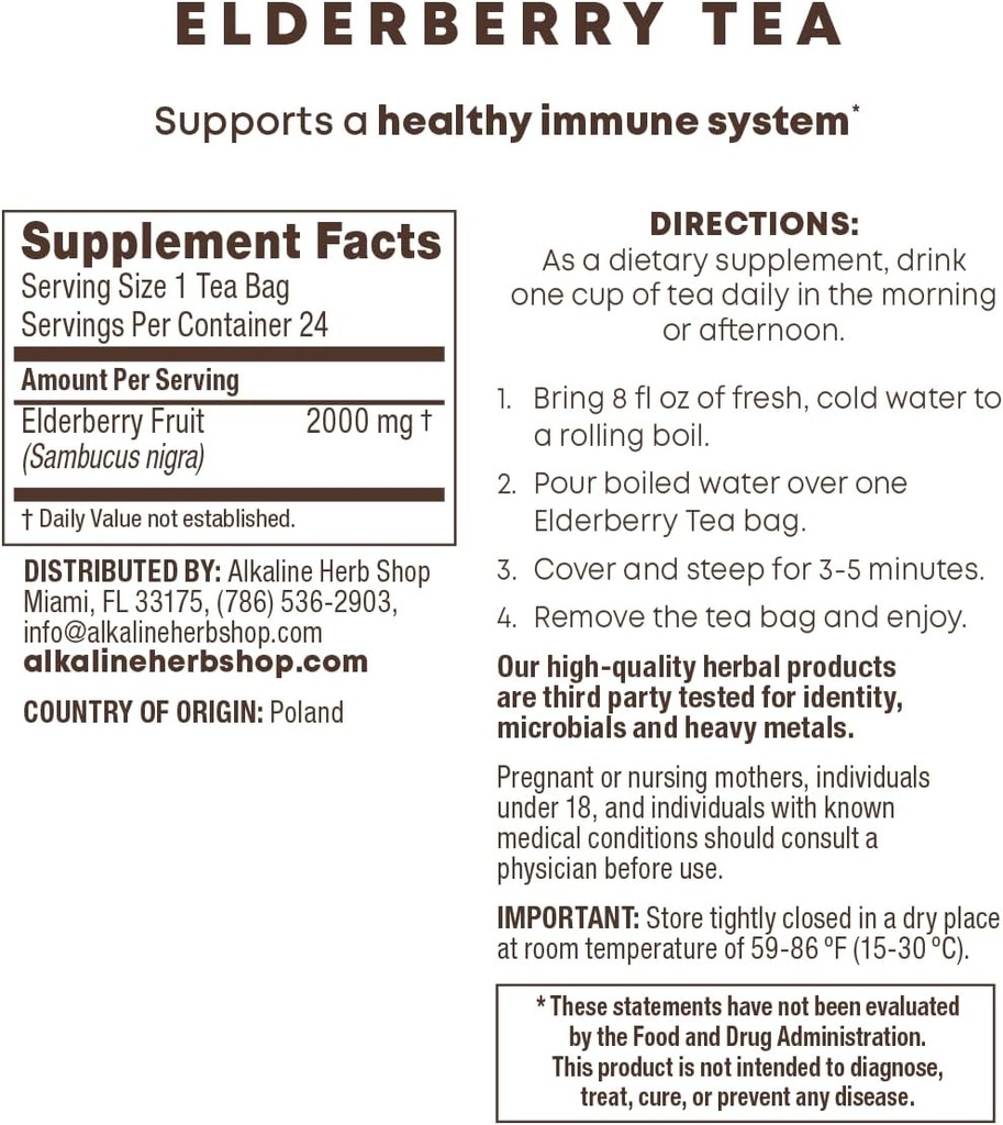 Alkaline Herb Store Vlierbessen Thee Supplement