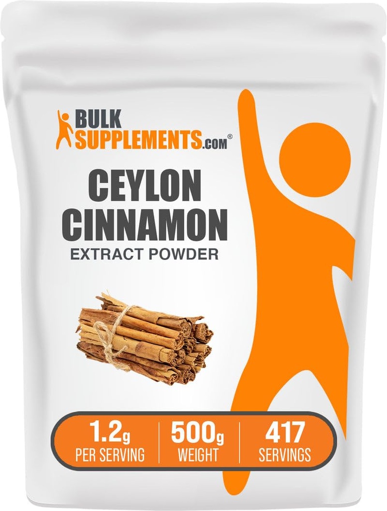 BulkSupplements.com Kaneel Bark Extract Poeder - Ceylon Cinnamon Supplement, Kruidensupplement - Veganistisch en glutenvrij, 1,2 g per portie, 500 g (1,1 lbs) (verpakking van 1)