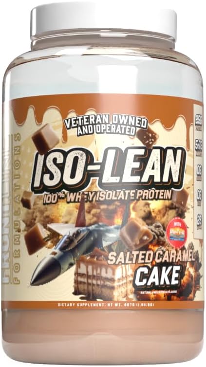 Isolean, 100% Wei Protein Isolaat, Fast Absorptie, Iso Lean, Low Sugar, Maximize Recovery, 25 Gram Per Serving, Veteren Owned and Operated (28 Servings, Salted Caramel Cake)