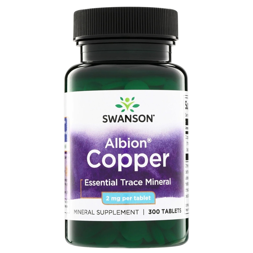 Swanson Koper Mineral Supplement - 2 mg (Copper Chelate) - Antioxidant, Immuun System, en Cell Support - 300 tabletten