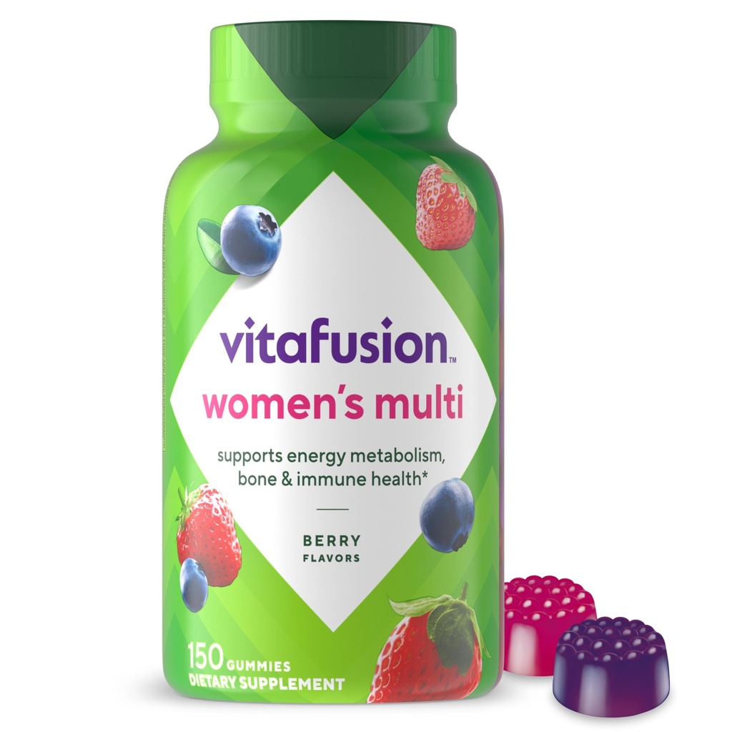Vitafusion Womens Multivitamine Gummies, Berry Flavored Dagelijkse Vitaminen voor Vrouwen met Vitaminen A, C, D, E, B-6 en B-12, 150 Telling, 75 Dagen Levering, 150 Tellen