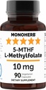 MONOHERB L-methylfolaat 5-MTHF 10 mg - 90 Vegetarische capsules - Methylfolaatsupplement