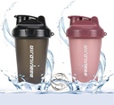 2 PACK Shaker Bottle Houdt tot 17oz, Blending Ball Whisk, Portable Pre Workout Proteïne Drinkbeker, Mixes Cocktails Smoothies Shakes, BPA Free & Dishwasher Safe Zwart/Roze