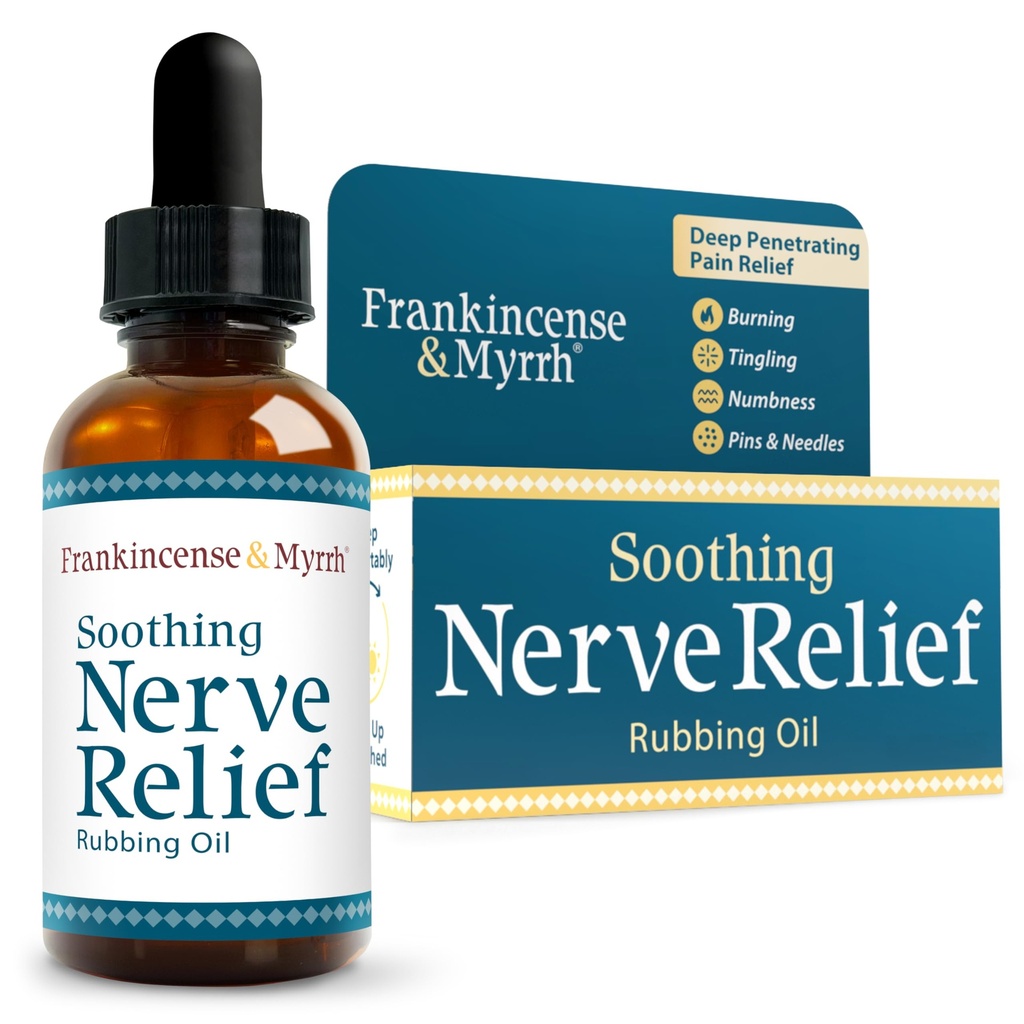 Frankincense & Myrrh kalmerende nerve Relief Rubbing Oil, Neuropathie pijnverlichting voor handen en voeten - met Menthol en Frankincense essentiële oliën, 2 Fl. Oz. Maximale sterkte voor voet