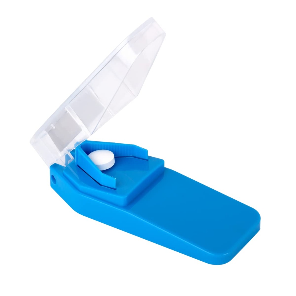 EZY DOSE pil Cutter en splitter, Safely snijdt grote, kleine en kleine pillen, vitamines, tabletten in de helft, Nauwkeurige gemakkelijk snijden, Roestvrij stalen blad, Reizen Sized, Gemakkelijk te gebruiken, Kleur mei Vary, BPA vrij