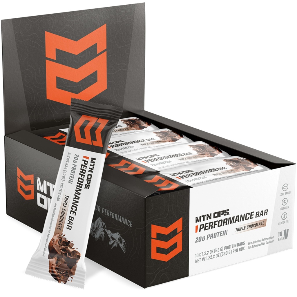 MTN OPS Triple Chocolate Mudslide Proteïne Bars, hoog eiwit met Wei Isolaat & Wei Concentraat en Collageen, Lage Suiker, Glutenvrij, 10 Tellen