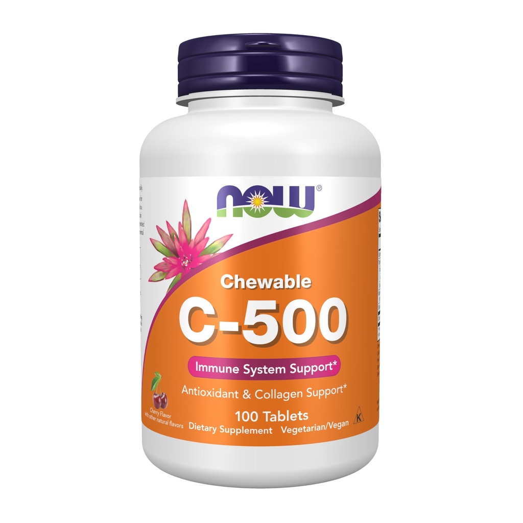 NOW Supplementen, Vitamine C-500, Antioxidant bescherming*, Cherry smaak, 100 Kauwbare Lozen