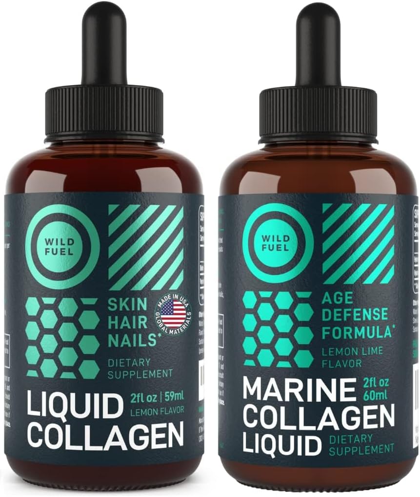 WILD BRANDSTOF Marine Liquid Collageen en Liquid Collageen met Biotin Enhanced Collageen Bundle