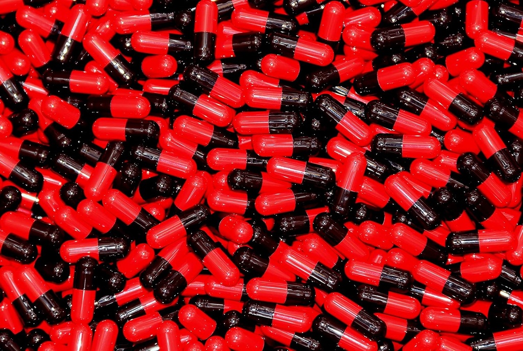 XPRS Nutra Maat 3 Lege Capsules - 10000 Tellen Gelatine Capsules in kleur Lege Gelatine Capsules - Pillen DIY Capsule Filling - Vulbare Kleur Gel Caps voor Vitaminen en Supplementen in poeder (zwart/rood)