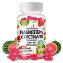Magnesium Glycinate Gummies 2500mg - Suikervrij Magnesium Kaliumsupplement met Vitamine D, B6, CoQ10 voor Kalm Mood & Slaap Ondersteuning - 90 Watermeloen Gummies