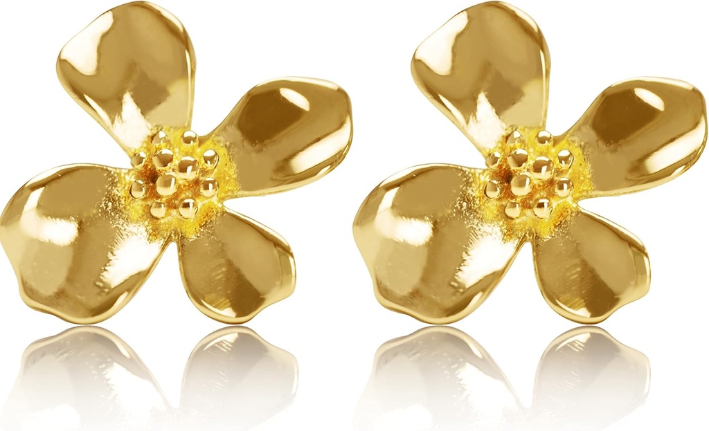 14K Gold Plated 925 Sterling zilveren bloem Lily Stud oorbellen