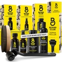 The Beard Club Advanced Baard Groei Kit - Derma Roller, Growth Oil, Vitaminen en Vitamine Spray, Shampoo en Boar Bristle Brush - Cadeau Set - Cedar