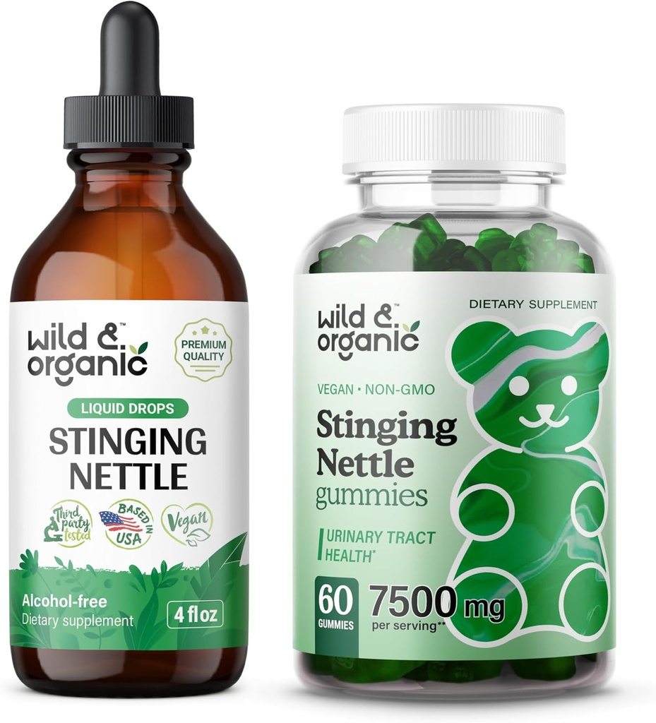 Wild & Organic Stingling Nettle Root Tinctuur 4 fl oz & Stinging Nettle Root Gummies