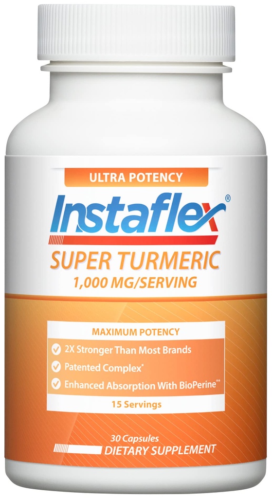 Instaflex Super Kurkuma - 1000mg Kurkuma Curcumine met BioPerine, Black Pepper Extract, 95% Curcuminoïden, 30 Tellen