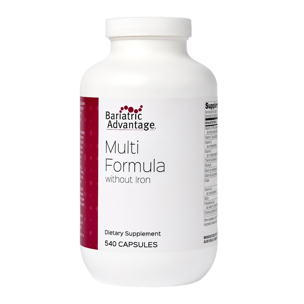 Bariatrische Voordeel Multi Formule zonder ijzer, Hoge Potentie Dagelijkse Multivitamine voor Bariatrische Chirurgie Patiënten met 22 essentiële vitamines en voedingsstoffen - 540 Capsules