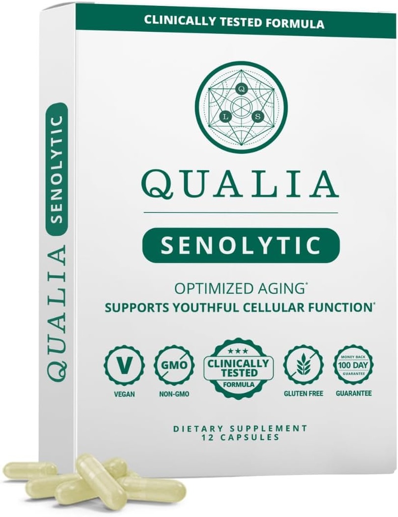 QUALIA LIFE SCIENCES Senolytische Supplement, Fisetine, Quercetine, Piperlongumine & More, Aging Supplement - Ondersteunt Optimale Cell Reparatie & Verjonging, Natuurlijk Elimineer Zombie Cellen, 1 maand Levering