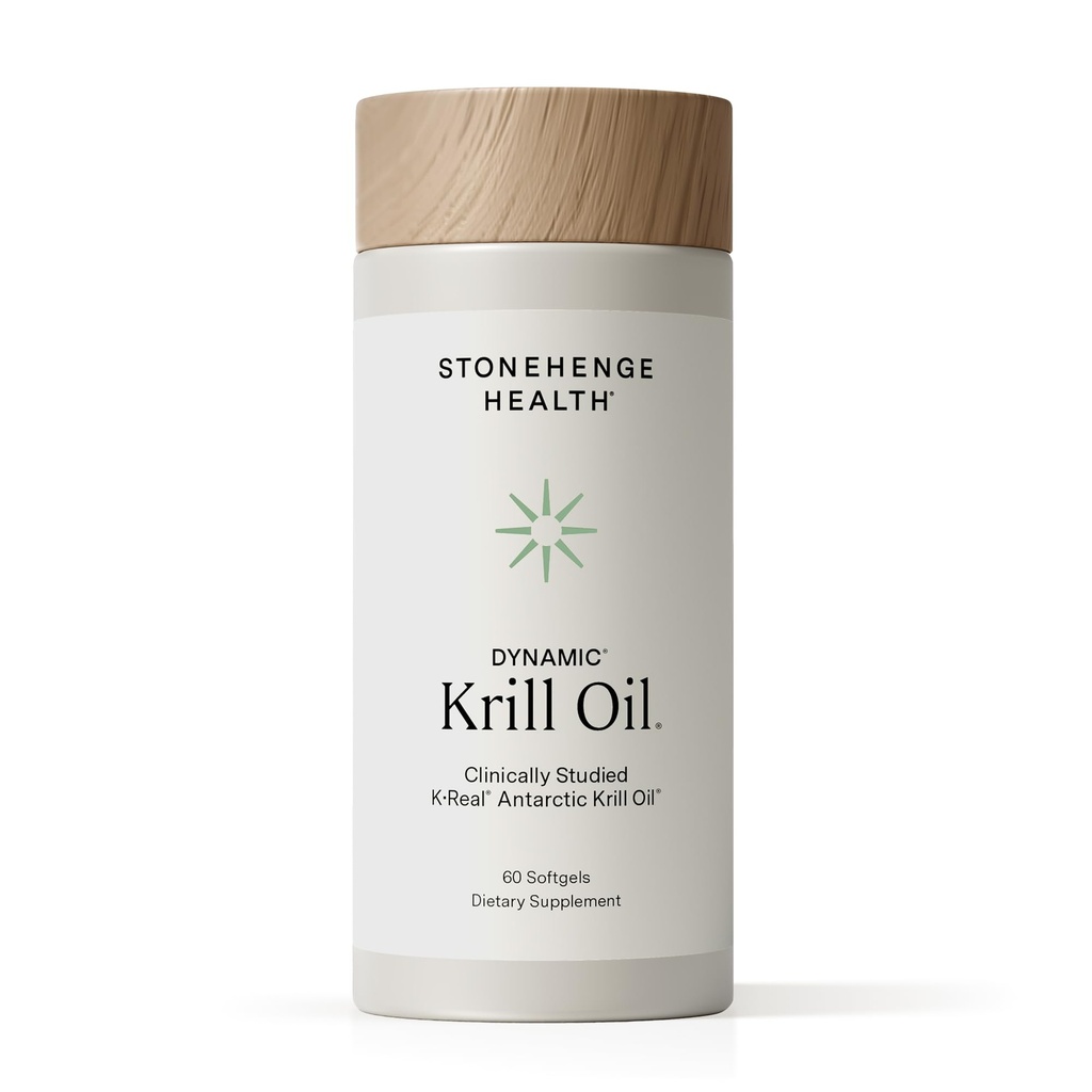 Stonehenge Health Dynamic Krill Oil 1600mg Triple Strength Antarctic Omega-3 Supplement met EPA, DHA, Phospholipiden & 2mg Ast-Azur Ondersteunt hart, hersenen, huid, gewrichts- en ooggezondheid 60 Softgels