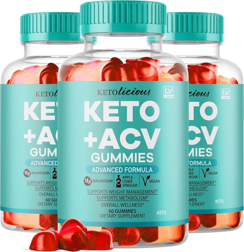 (3 Pack) Keto ACV Gummies, Ketolicious Gummys Advanced Formula 1050MG, All Natural Premium Plus Apple Cider Vinegar Gummy Maximale sterkte Gomitas Reviews, 180 Gummies voor 3 maanden