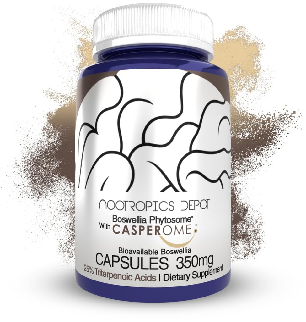 Nootropics Depot Boswellia Phytosome Capsules | 350mg | Casperome | 25% Triterpenoic Acids | Boswellia serrata | Frankincense | Joint Health | 30 Count