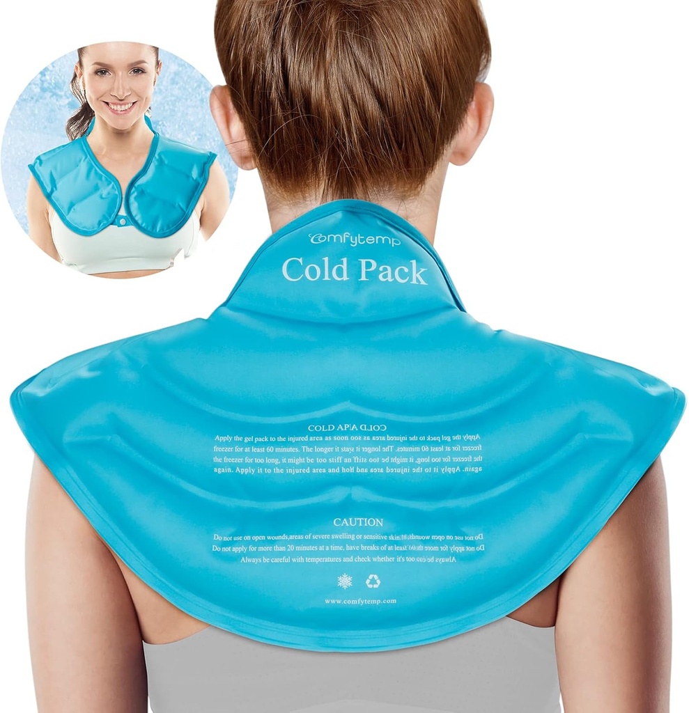 Comfytemp Ice Pack for Neck Shoulders Pain Relief, Resuable Large Gel Shoulder Cooling Wrap for Upper Back, Cold Compress Physical Therapy for Cervical Injuries, Men Women Gift