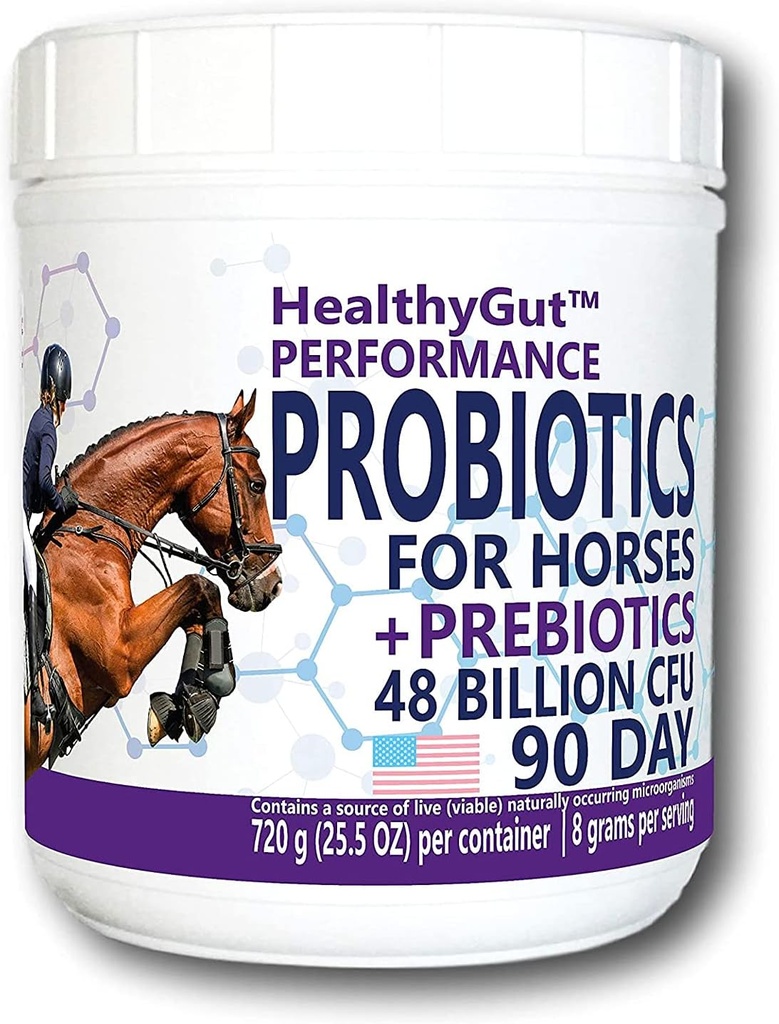 GezondeGutTM Probiotica voor paarden Dieetsupplement, All-Natural Digestive System Performance Formula (90 dagen)