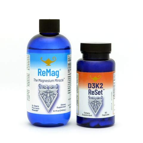RnA ReSet ReMag & D3K2 Reset Bundle Liquid Magnesium Supplement (8.1 Fl Oz) & Vitamine D3 + K2 Capsules (60 Count)