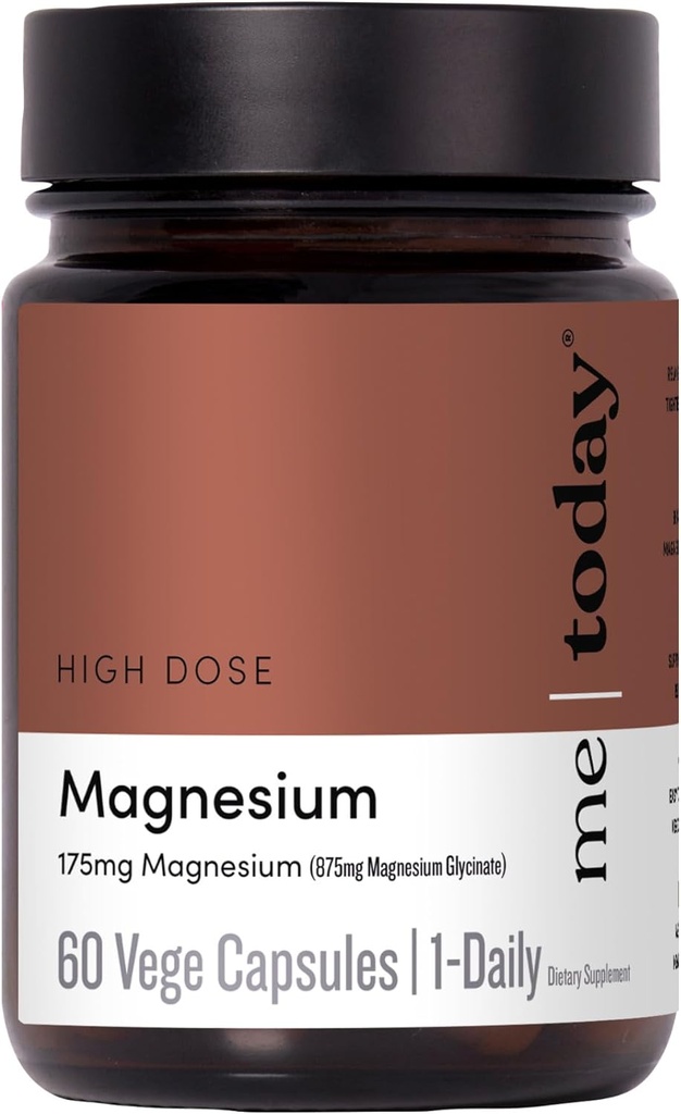 Me Today Magnesium Glycinate Supplement – 175mg High Absorption Magnesium Glycinate Capsule for Muscle Recovery, Nervous System Support, Sleep & Relaxation – Vegan, Non-GMO, 60 Servings.