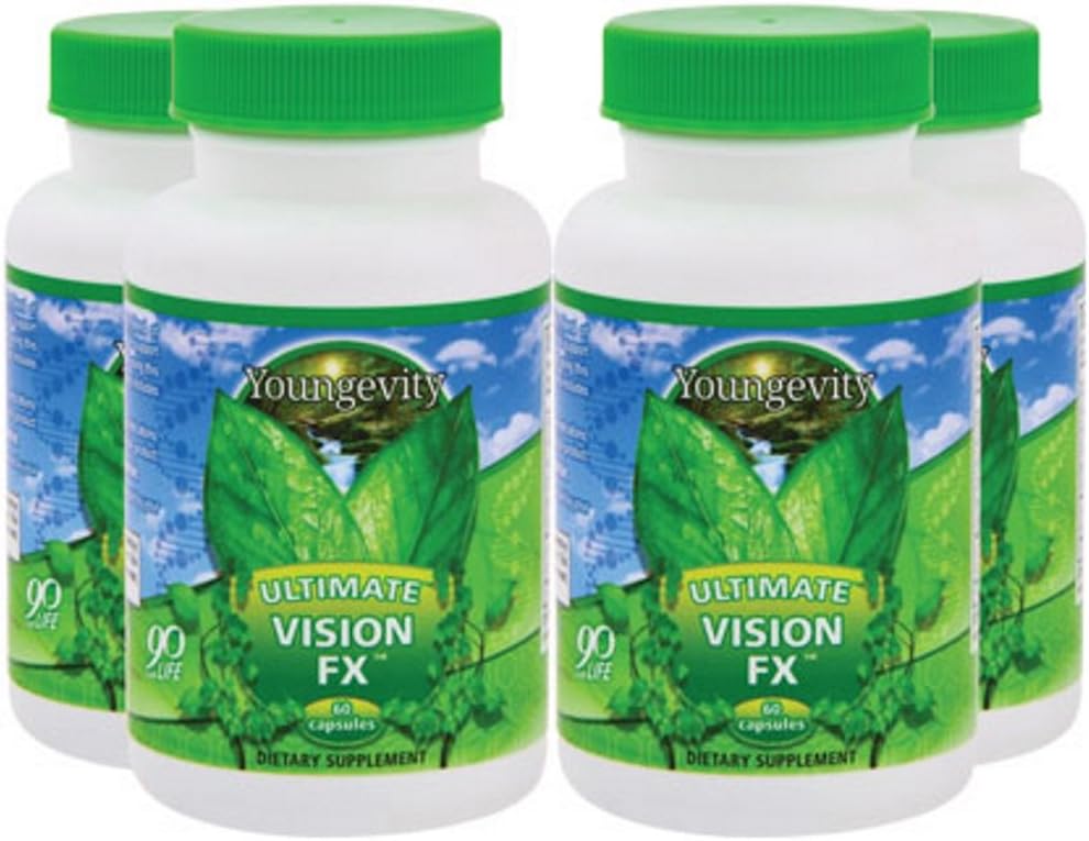 Youngevity Ultimate Vision FXTM - Eye Vitamin & Mineral Supplement Blend - Lutein, CoQ10, Vitaminen A, C, E, Zink, Chroom, Selenium for Eye Health (60 Capsules - 4 Pack)