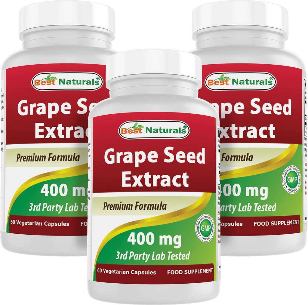 Best Naturals Grape Seed Extract 400 mg 60 Vcaps (60 Count (pack van 3))