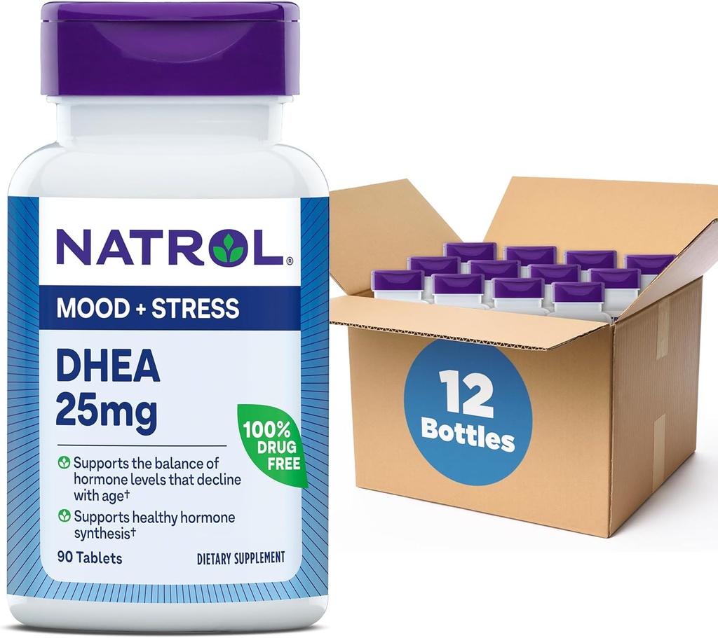 Natrol Mood & Stress DHEA 25mg, Supplement voor het Balance of Hormone Level, 90 Tablets, 90 Day Supply