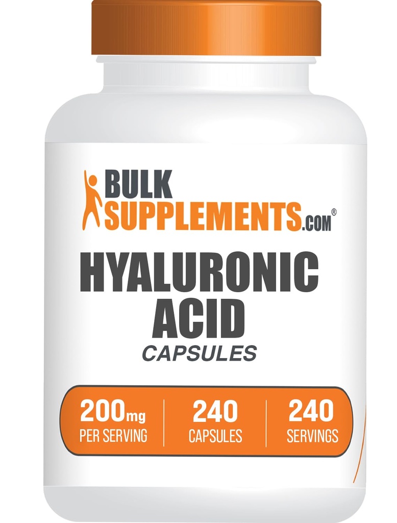 BulkSupplements.com Hyaluronzuurcapsules - Hyaluronzuursupplementen, Hyaluronzuur 200mg - Pure & Glutenvrij, 1 capsule per portie, 240 telling (verpakking van 1)