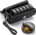 Weekly pil Organizer 2 keer per dag, AM Grote dagelijkse pil Box met PU lederen geval voor reizen,ound geneeskunde Organisator, 7 dagen pil container voor vitamine visolie supplement-zwart