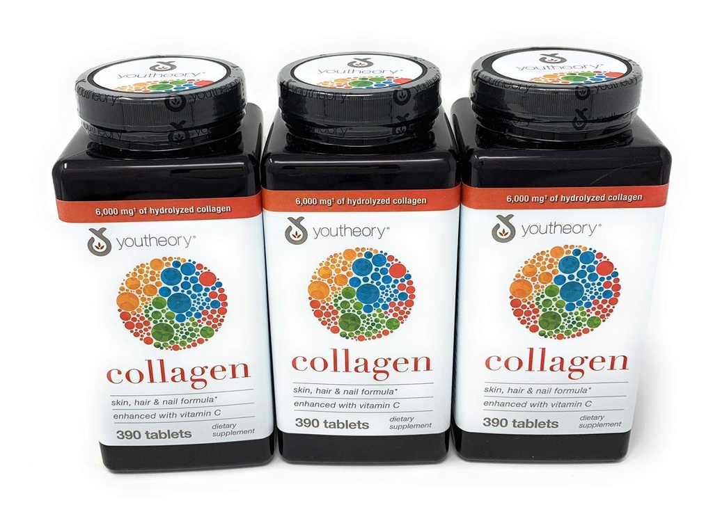 Youtheory Collageen Advanced Formula Tablets - 390 ct (3 verpakkingen voor totaal 1170 tabletten)