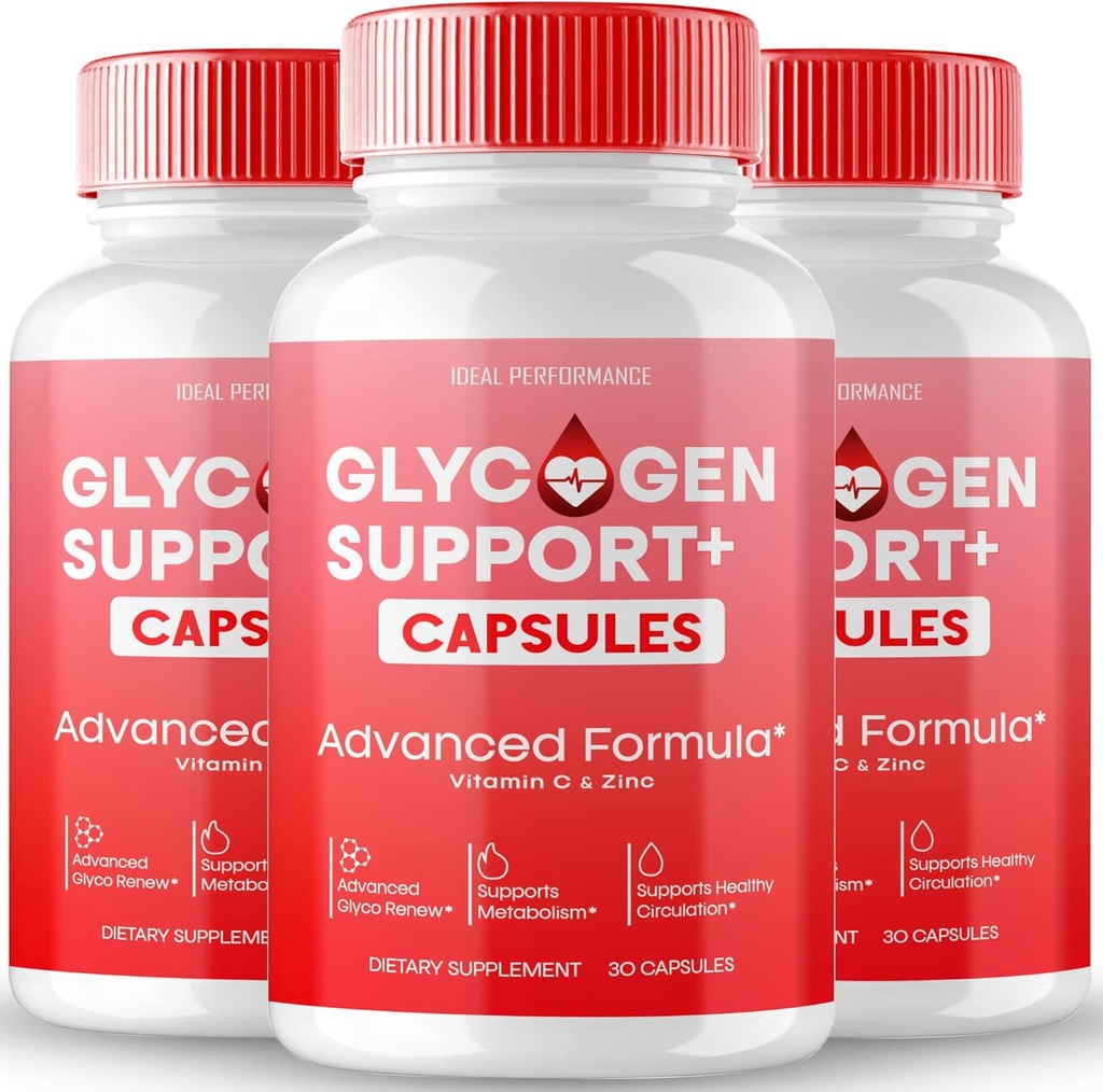 Glycogen Support Capsules, Advanced Formula Support Supplement, All Natural Formula Pills to Maintain Healthy Levels, Overall Wellness - Maximum Strength, Glycogen Support Pills Reviews (3 Pack)
